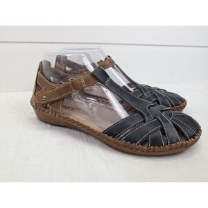 Pikolinos Puerto Vallarta Sandals US 8.5 Navy Closed Toe Boho Leather EU39